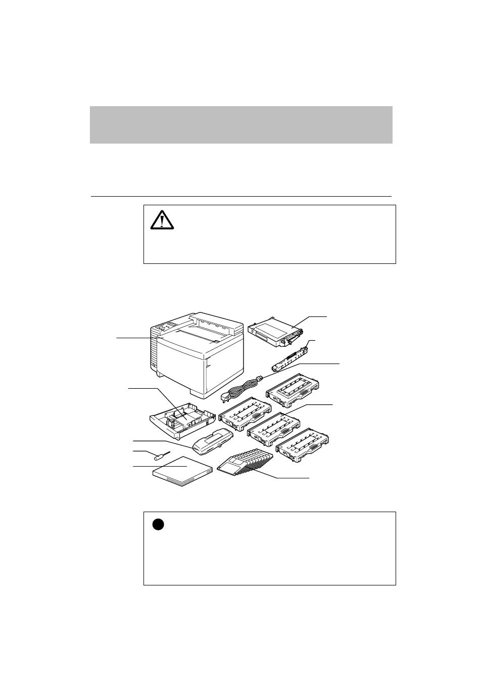 Chapter 2, Chapter 2 getting started -1, Before using the printer -1 | Checking the components -1, Chapter 2 setting up the printer, Warning, Before using the printer | Brother HL-2400C Series User Manual | Page 28 / 280