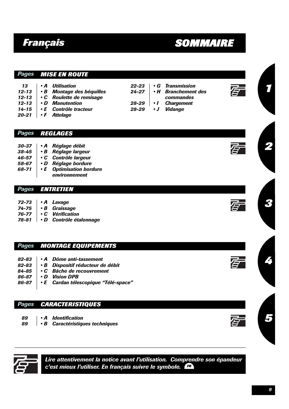 Ssommaire français | Sulky DPX 28 User Manual | Page 11 / 91