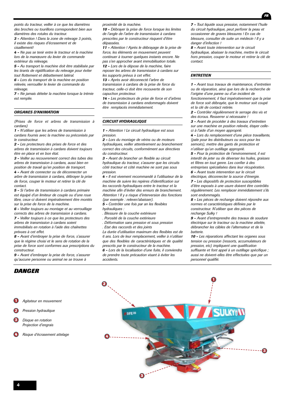 Danger | Sulky DPX 28 User Manual | Page 6 / 91