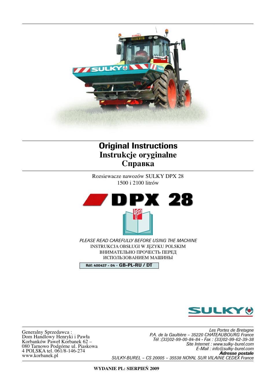 Sulky DPX 28 User Manual | 95 pages