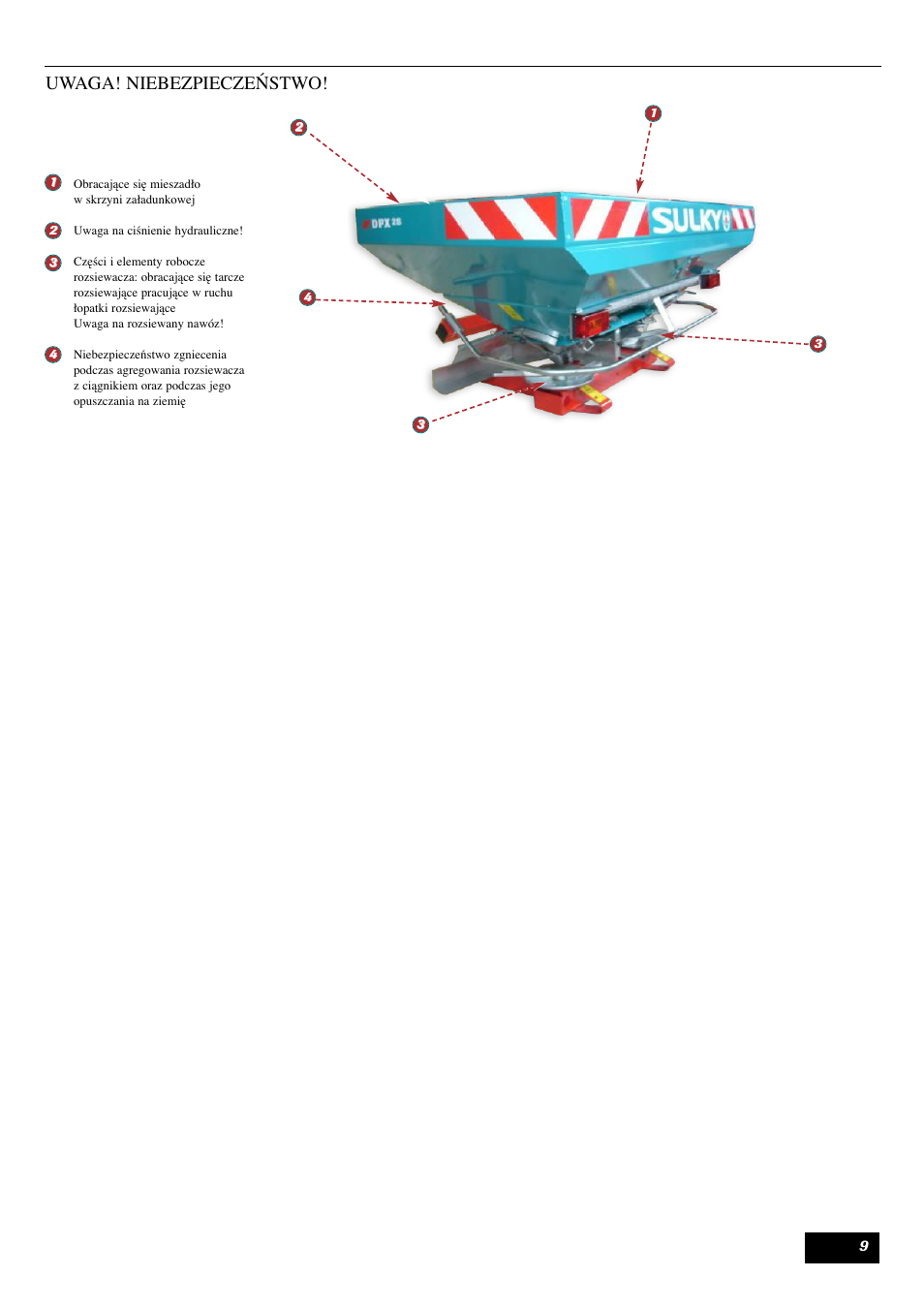 Uwaga! niebezpieczeństwo | Sulky DPX 28 User Manual | Page 11 / 95