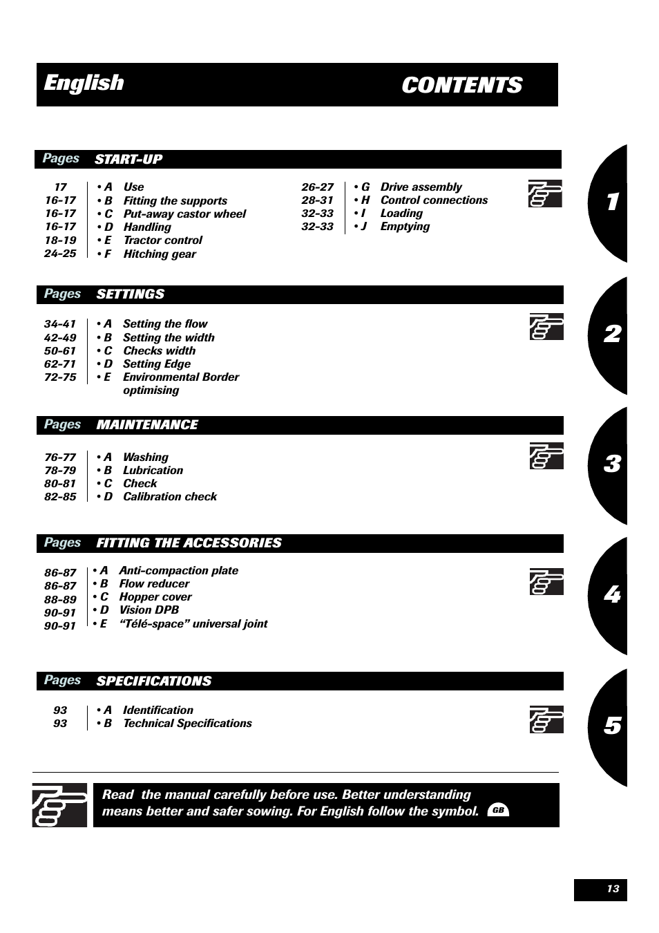 Contents english | Sulky DPX 28 User Manual | Page 15 / 95
