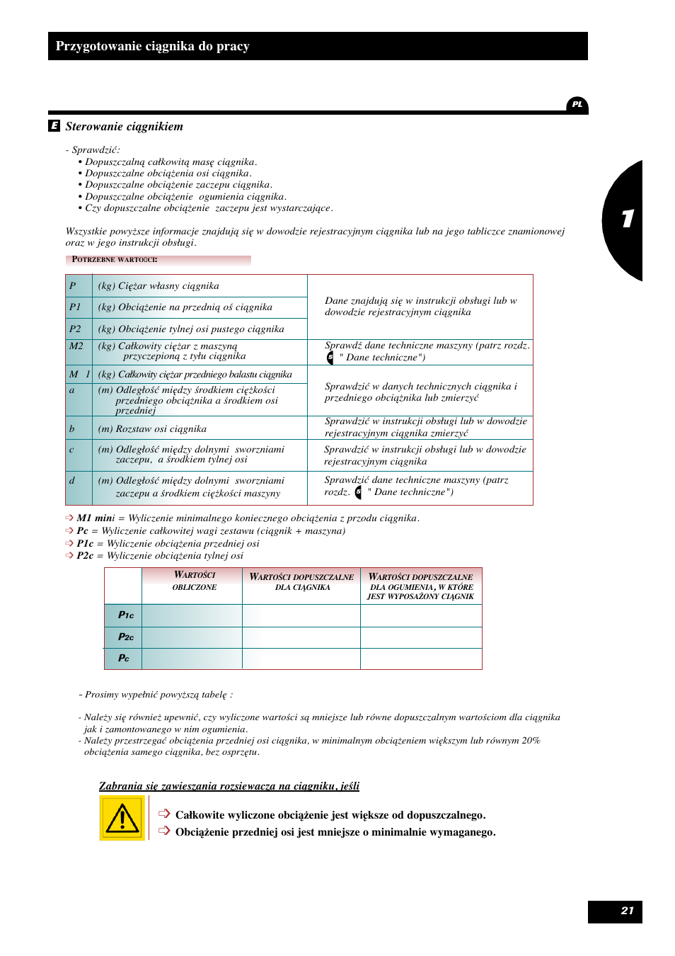 Przygotowanie ciągnika do pracy 1 | Sulky DPX 28 User Manual | Page 23 / 95