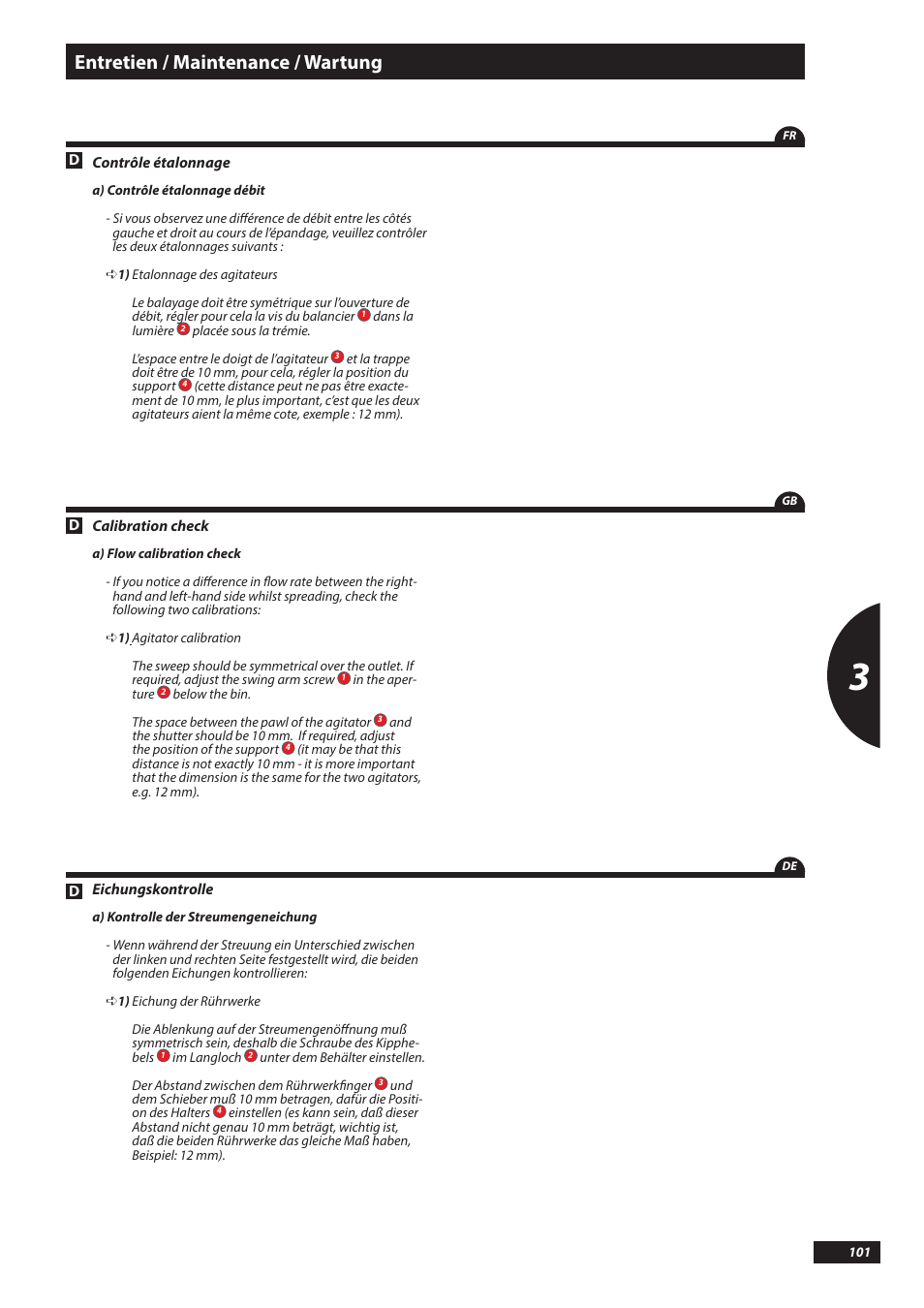 Entretien / maintenance / wartung | Sulky DX20-30 User Manual | Page 101 / 117