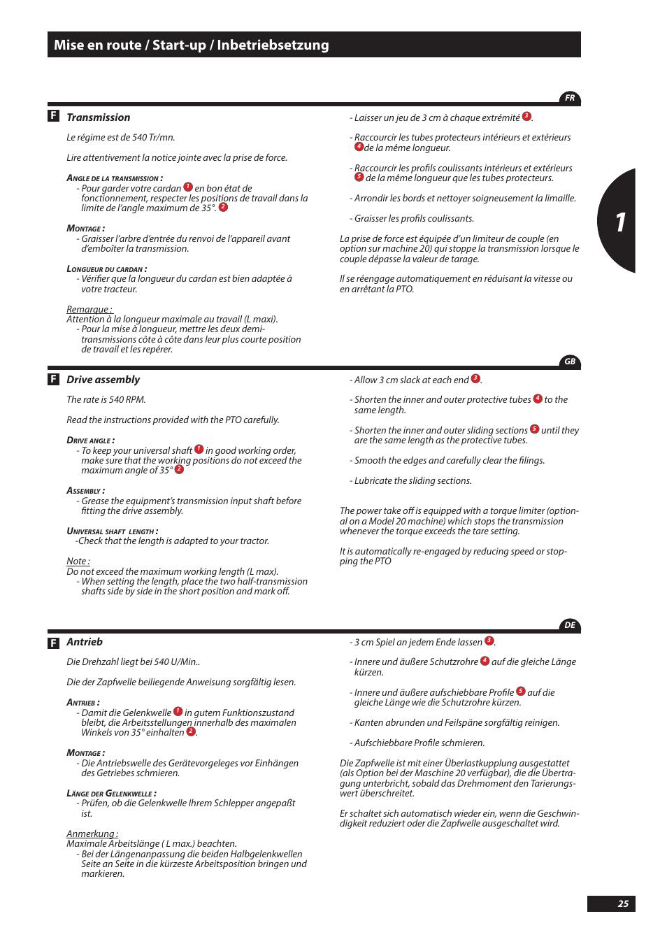 Mise en route / start-up / inbetriebsetzung | Sulky DX20-30 User Manual | Page 25 / 117