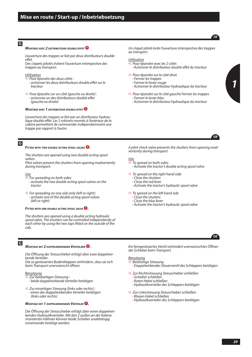 Mise en route / start-up / inbetriebsetzung | Sulky DX20-30 User Manual | Page 29 / 117
