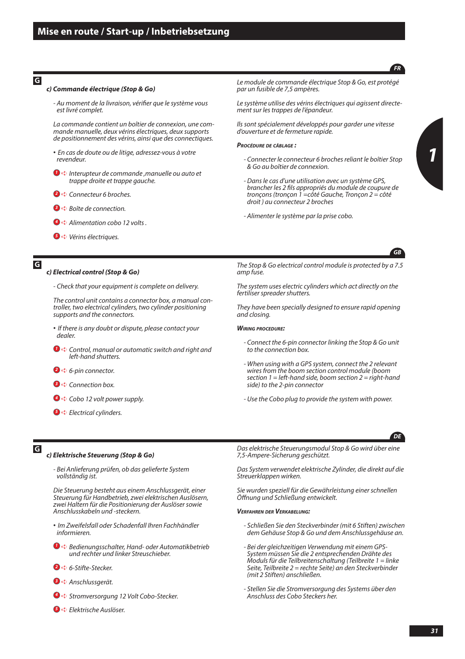 Mise en route / start-up / inbetriebsetzung | Sulky DX20-30 User Manual | Page 31 / 117