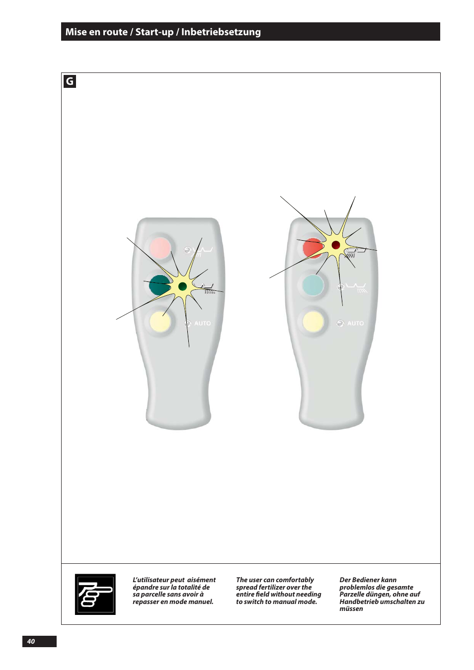 Mise en route / start-up / inbetriebsetzung | Sulky DX20-30 User Manual | Page 40 / 117