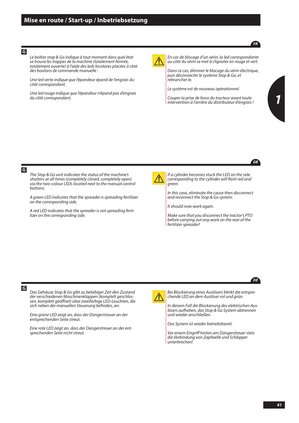 Mise en route / start-up / inbetriebsetzung | Sulky DX20-30 User Manual | Page 41 / 117