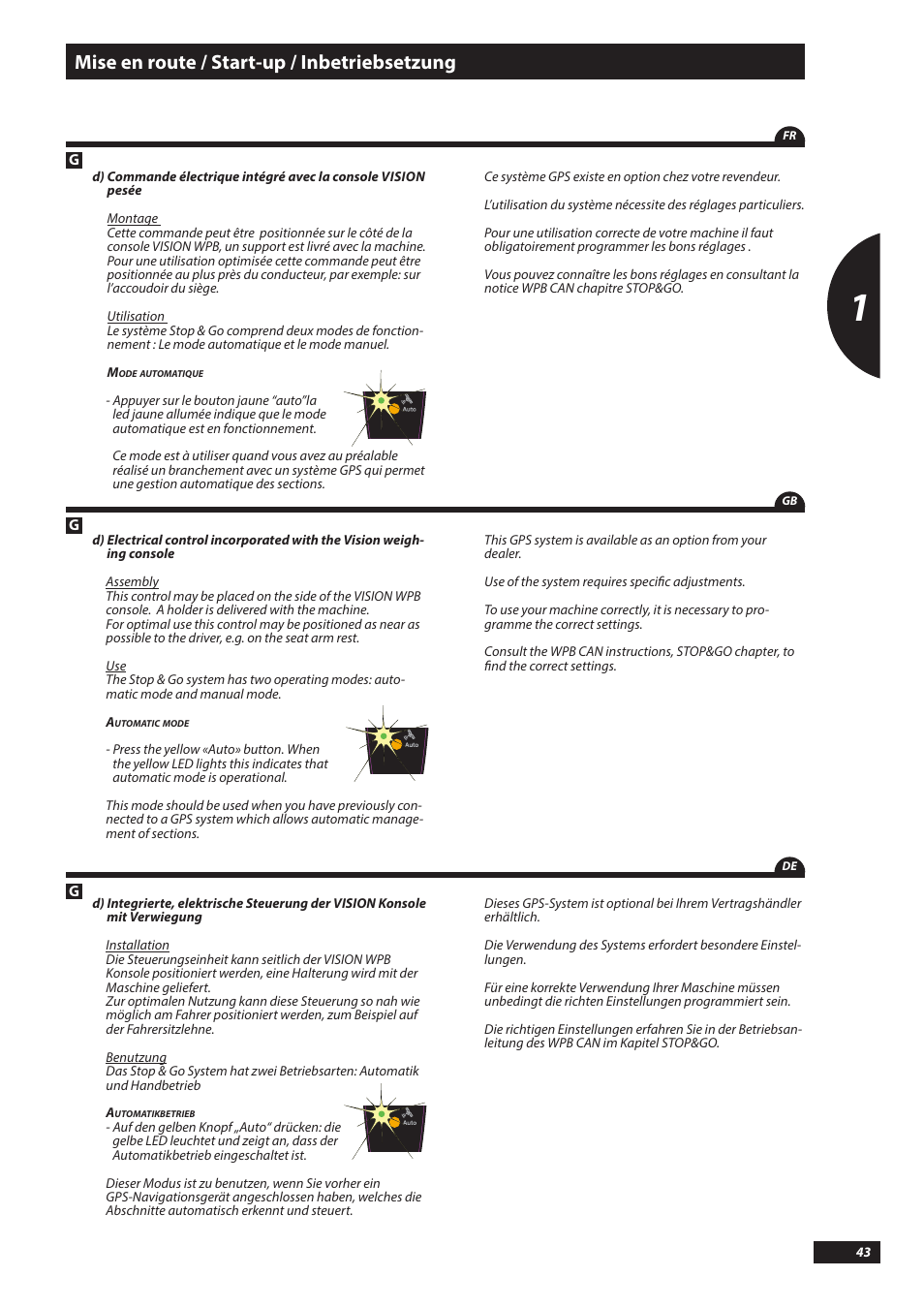 Mise en route / start-up / inbetriebsetzung | Sulky DX20-30 User Manual | Page 43 / 117