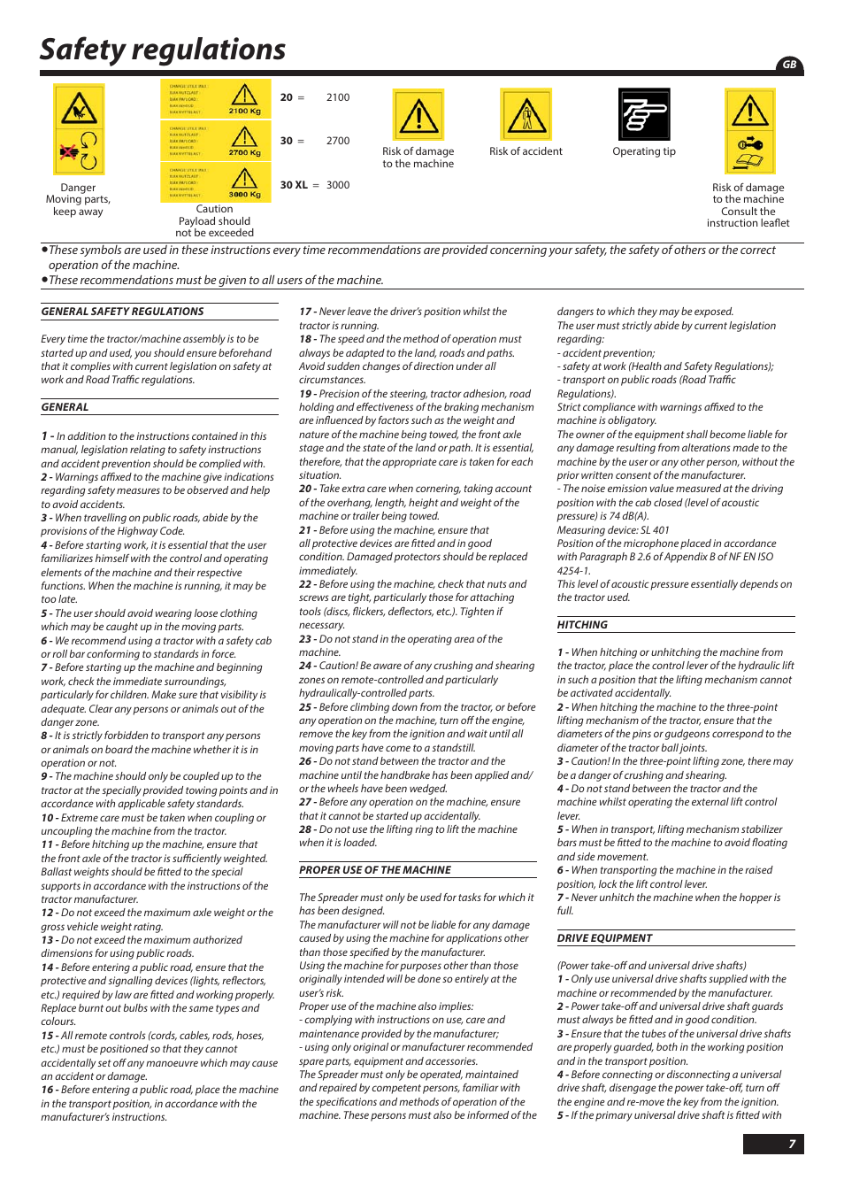 Safety regulations | Sulky DX20-30 User Manual | Page 7 / 117