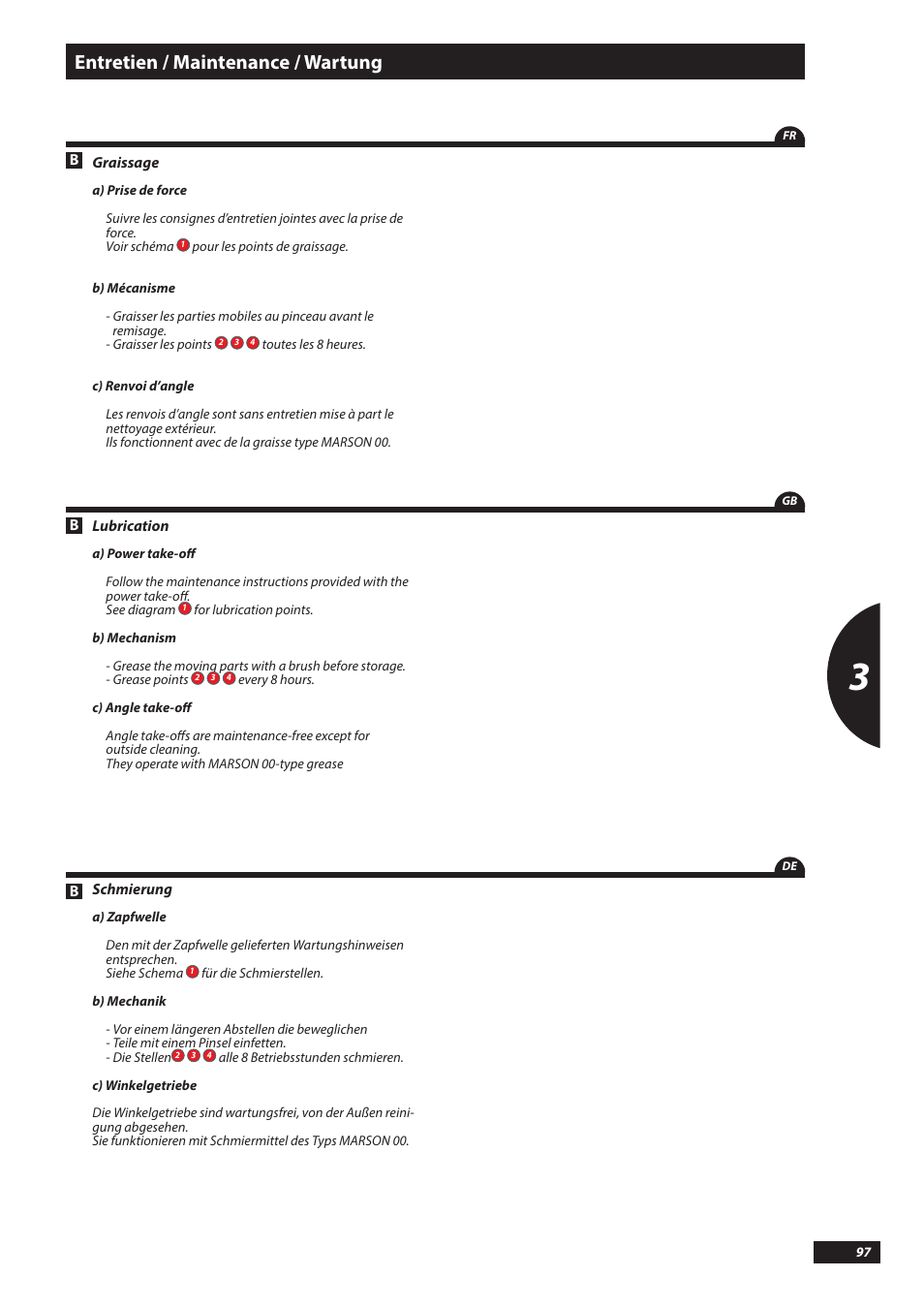 Entretien / maintenance / wartung | Sulky DX20-30 User Manual | Page 97 / 117