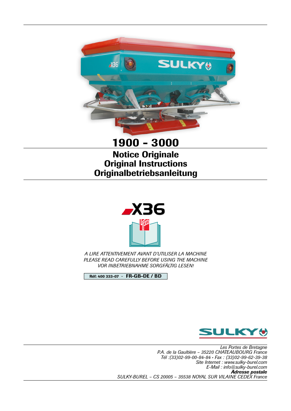 Sulky X 36 User Manual | 97 pages