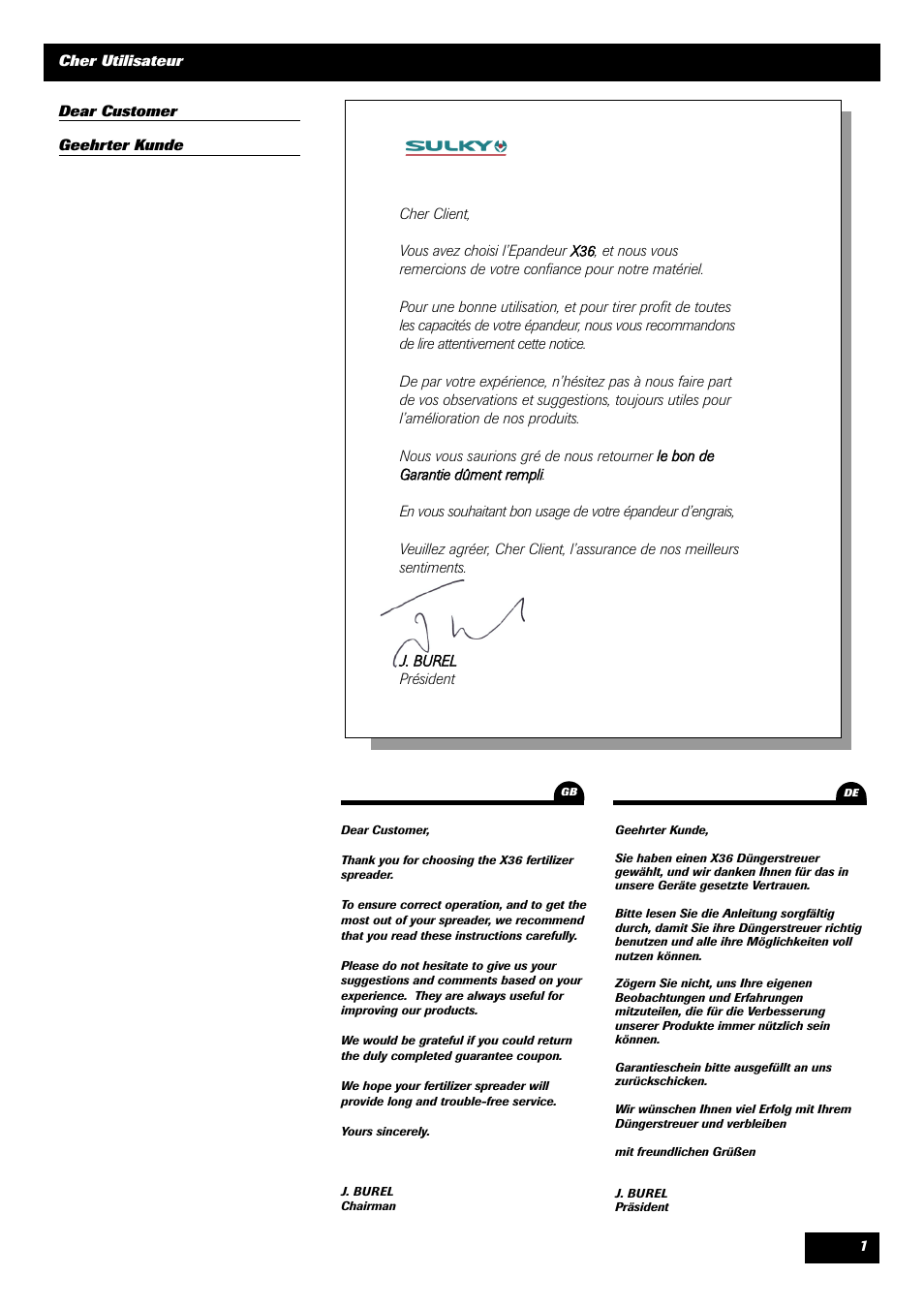 Sulky X 36 User Manual | Page 3 / 97