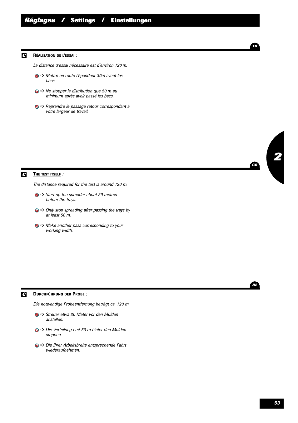 Réglages, Settings, Einstellungen | Sulky X 36 User Manual | Page 55 / 97