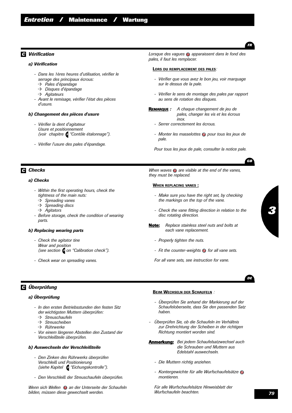 Entretien, Maintenance, Wartung | Sulky X 36 User Manual | Page 81 / 97