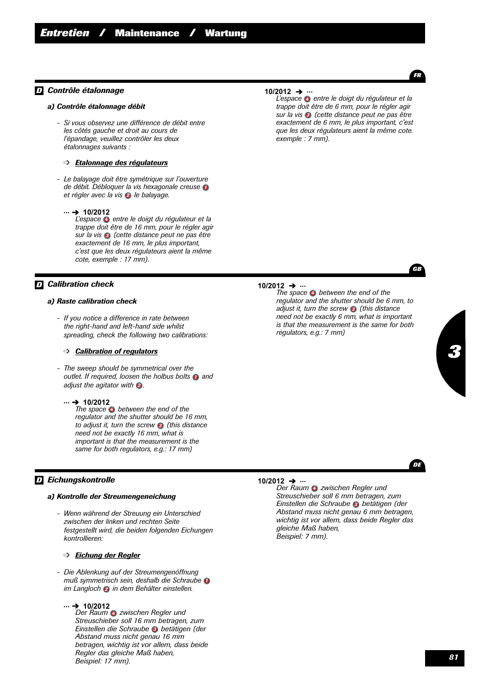 Entretien, Maintenance, Wartung | Sulky X 36 User Manual | Page 83 / 97