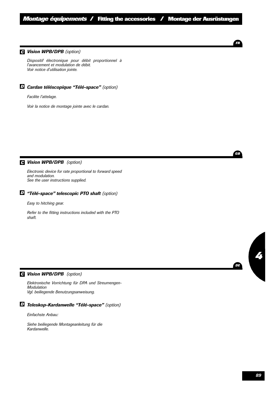 Montage équipements | Sulky X 36 User Manual | Page 91 / 97