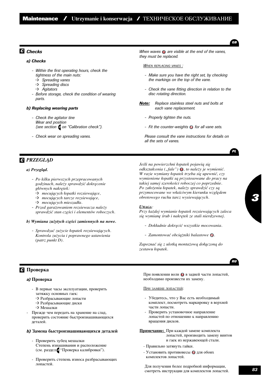Maintenance | Sulky X 36 User Manual | Page 85 / 102