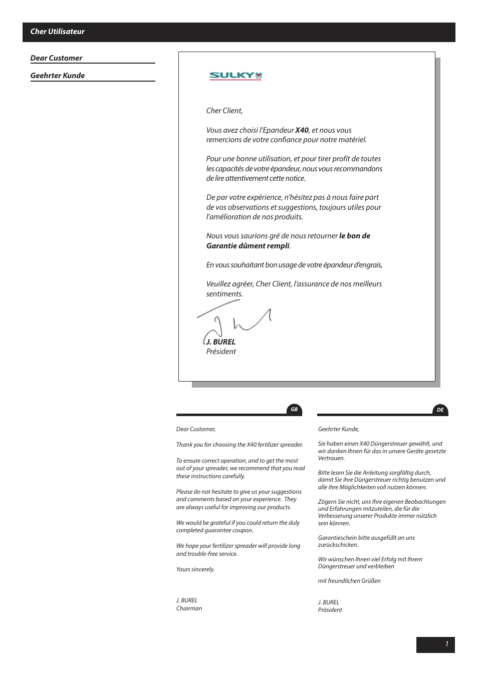 Sulky X 40 User Manual | Page 3 / 105