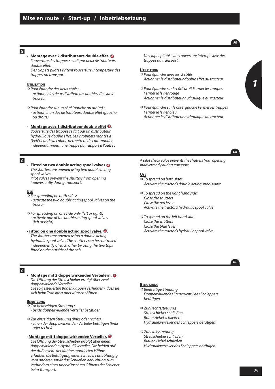 Mise en route / start-up / inbetriebsetzung | Sulky X 40 User Manual | Page 31 / 105