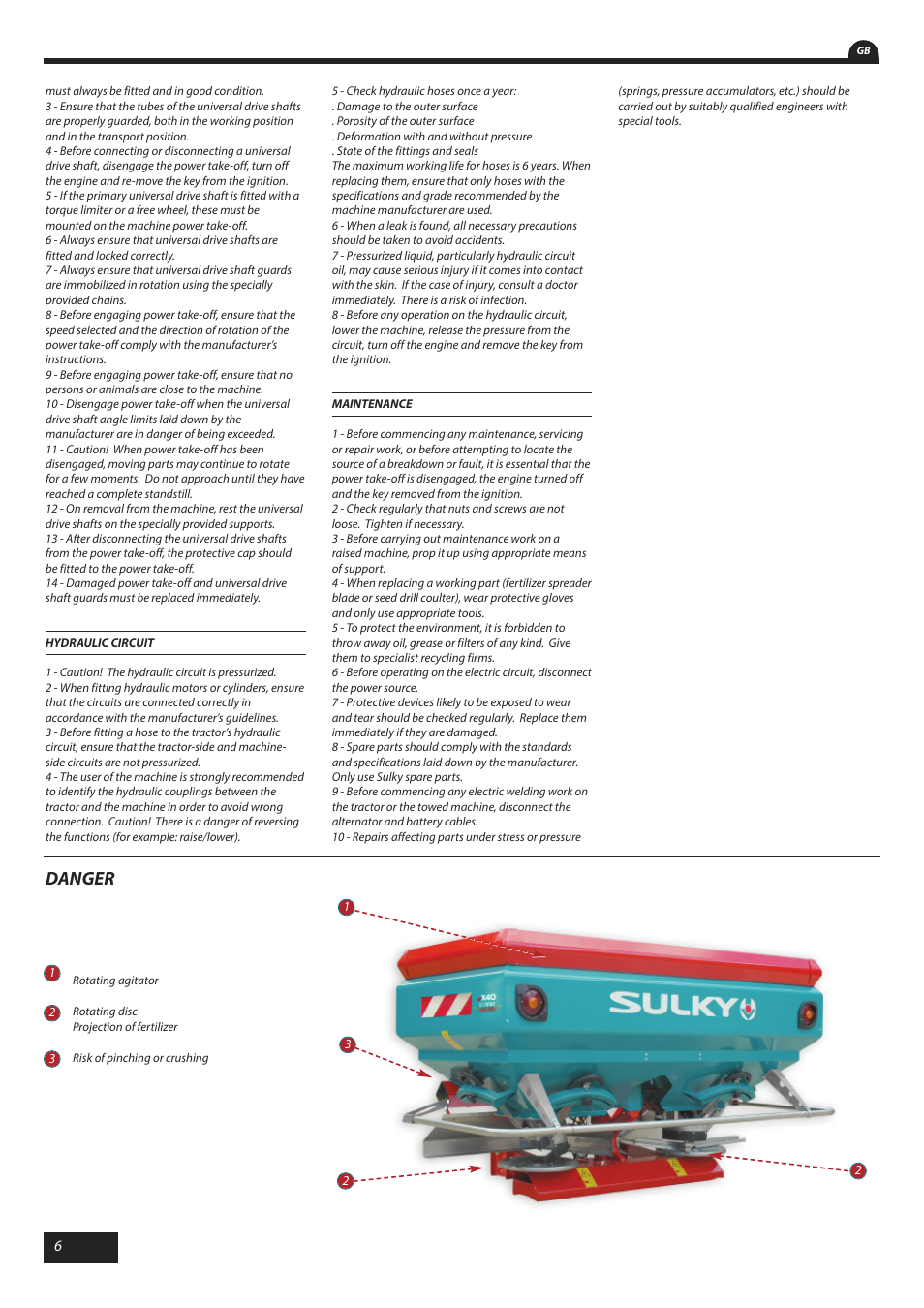 Danger | Sulky X 40 User Manual | Page 8 / 105