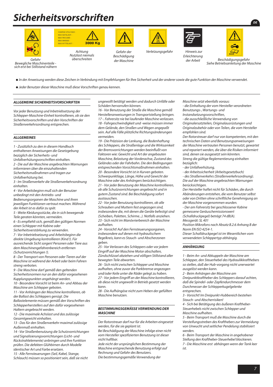 Sicherheitsvorschriften | Sulky X 40 User Manual | Page 9 / 105