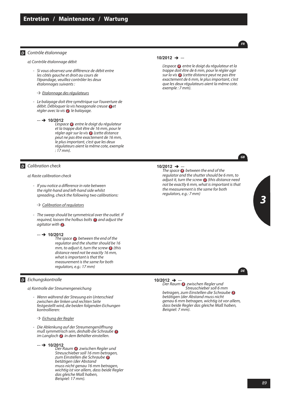 Entretien / maintenance / wartung | Sulky X 40 User Manual | Page 91 / 105