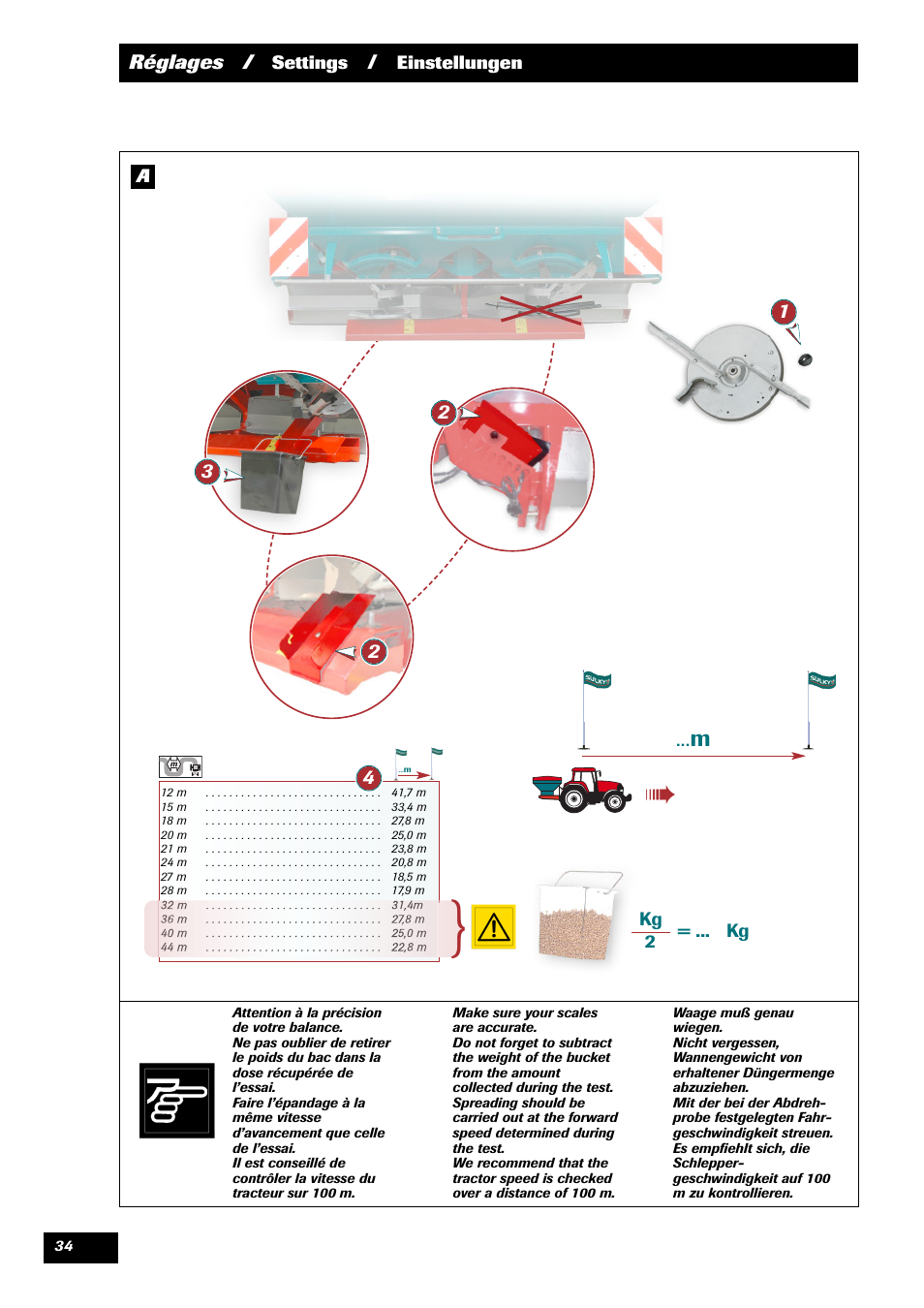 Réglages | Sulky X 44 User Manual | Page 36 / 95