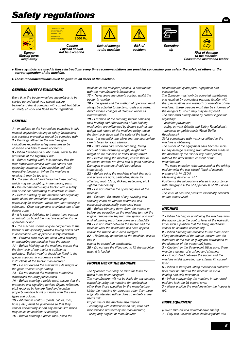 Safety regulations | Sulky X 44 User Manual | Page 7 / 95