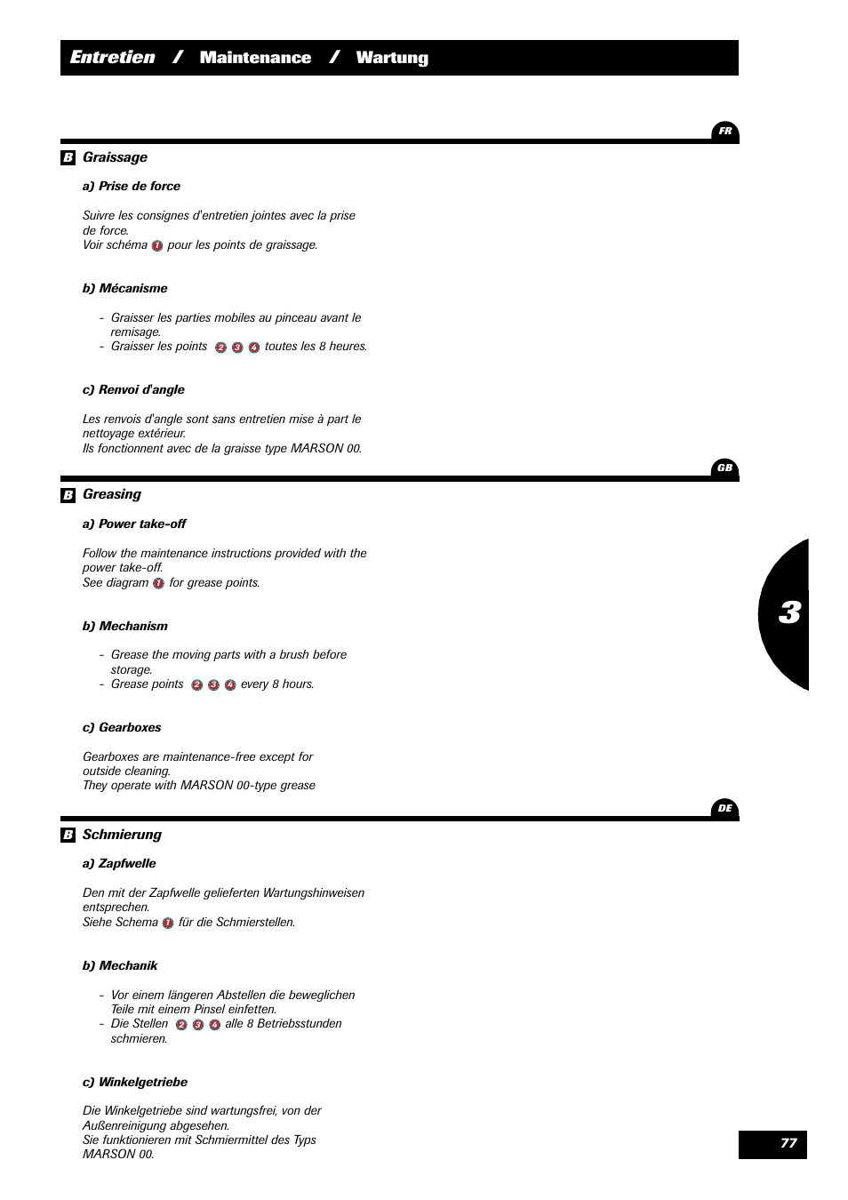 Entretien, Maintenance, Wartung | Sulky X 44 User Manual | Page 79 / 95