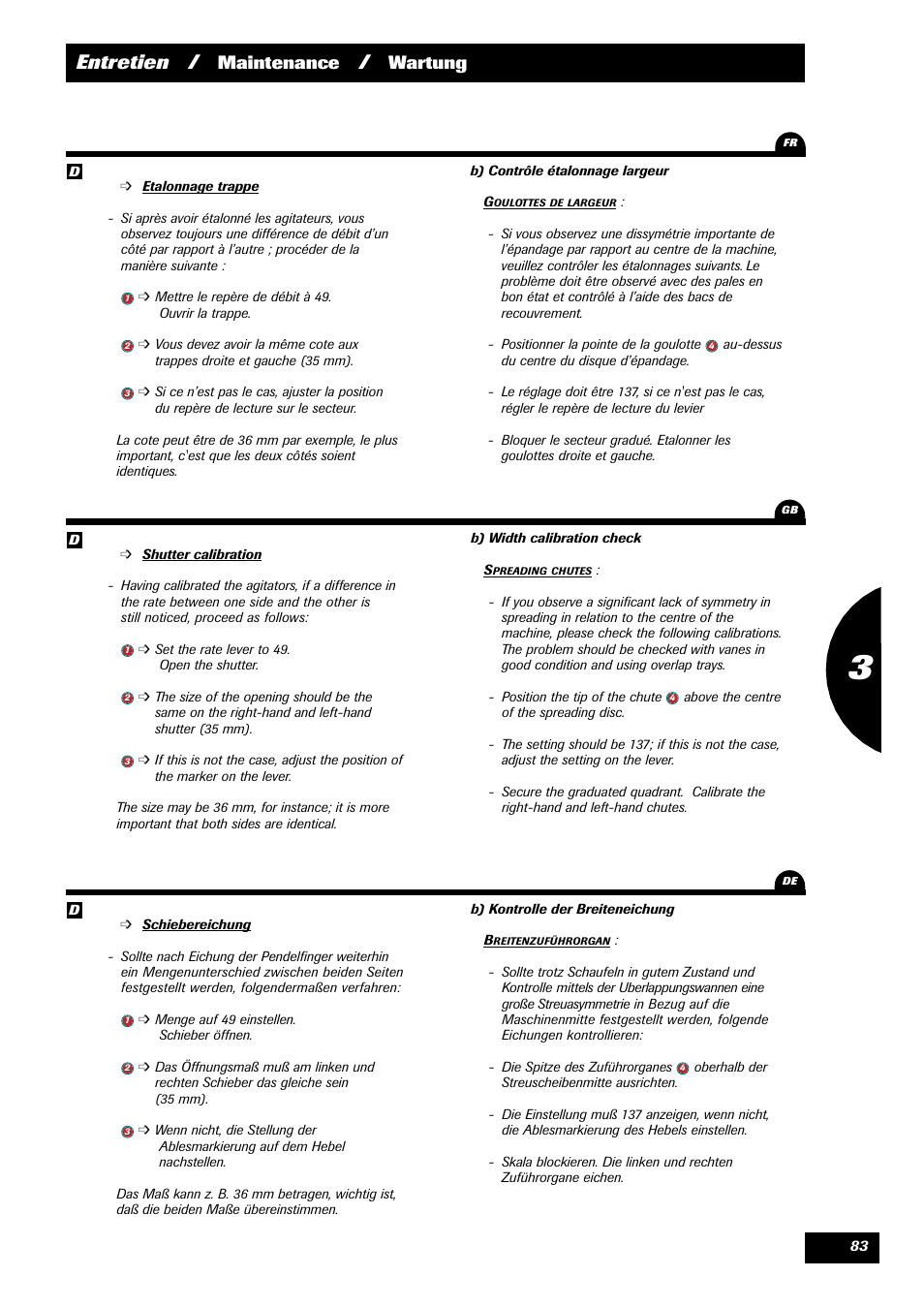 Entretien, Maintenance, Wartung | Sulky X 44 User Manual | Page 85 / 95