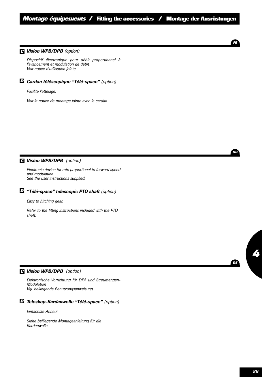 Montage équipements | Sulky X 44 User Manual | Page 91 / 95