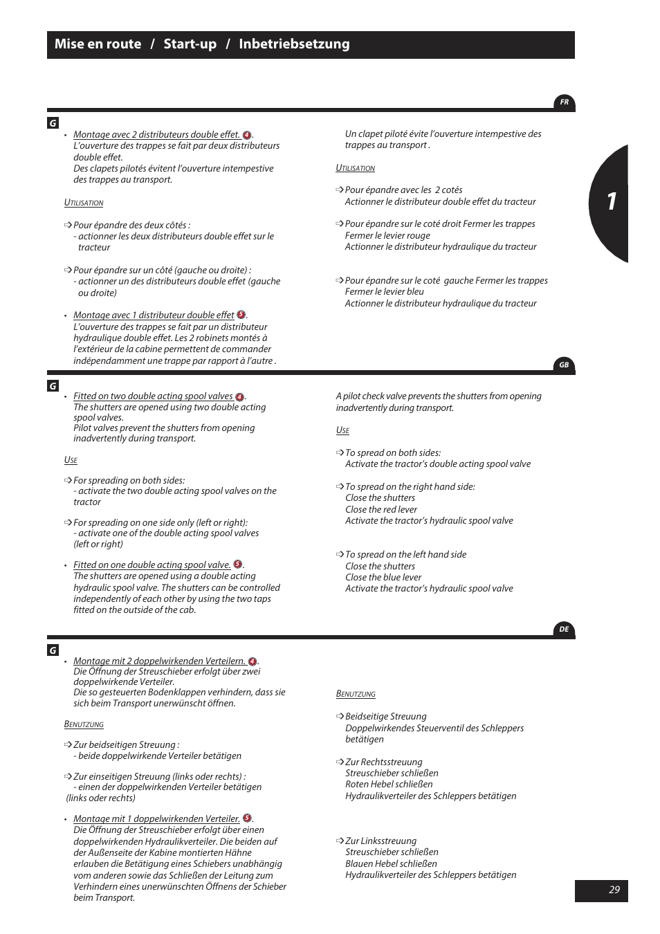 Mise en route / start-up / inbetriebsetzung | Sulky X 50 User Manual | Page 31 / 103