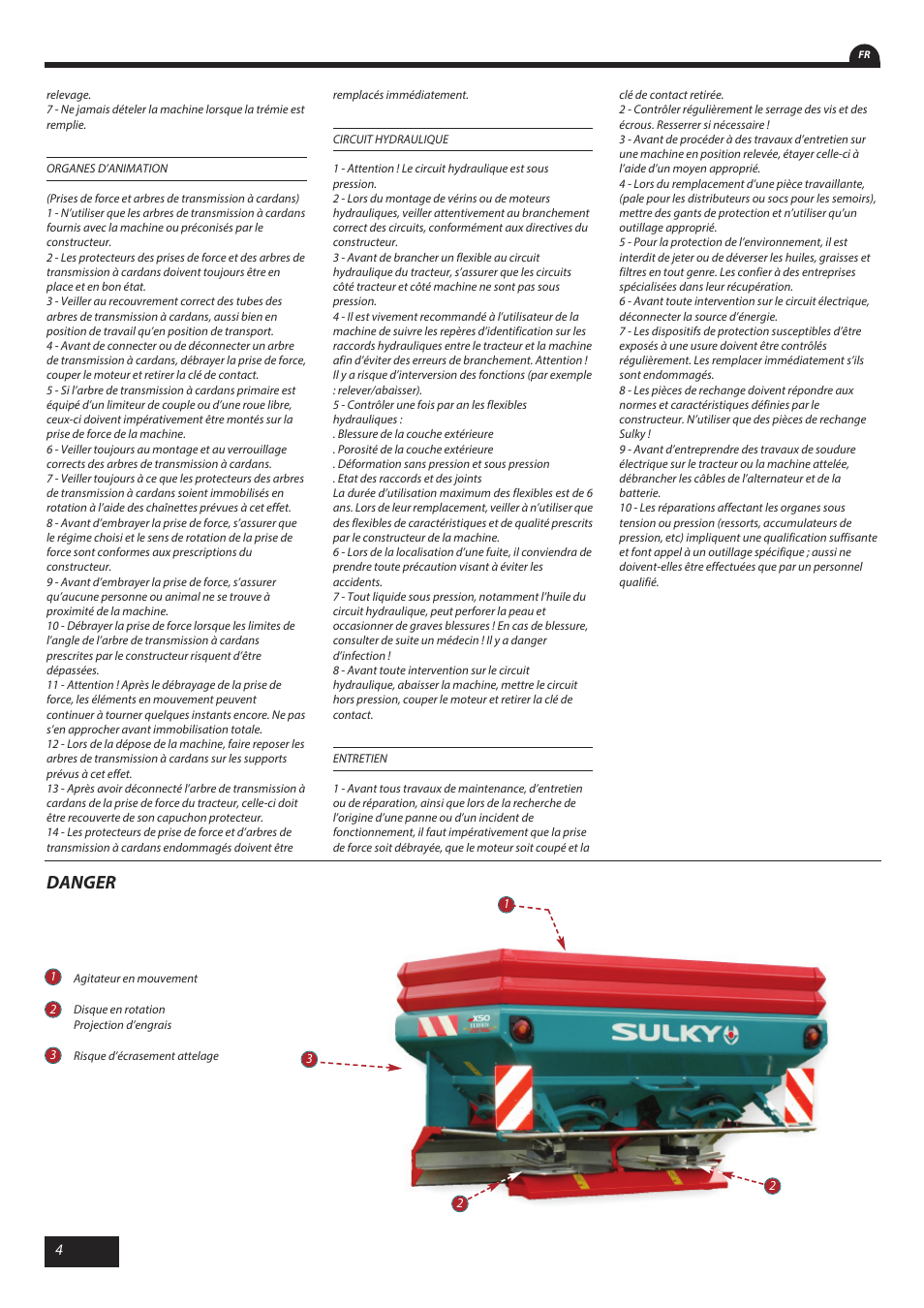 Danger | Sulky X 50 User Manual | Page 6 / 103