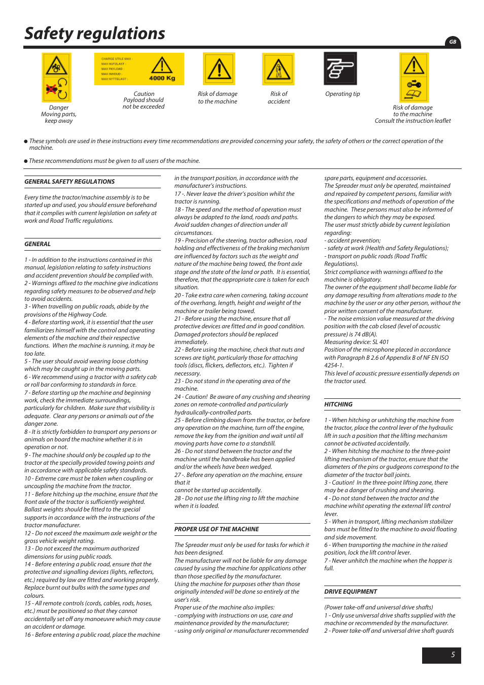 Safety regulations | Sulky X 50 User Manual | Page 7 / 103