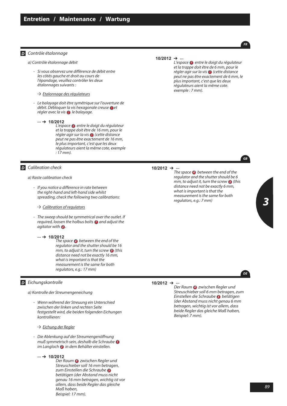 Entretien / maintenance / wartung | Sulky X 50 User Manual | Page 91 / 103