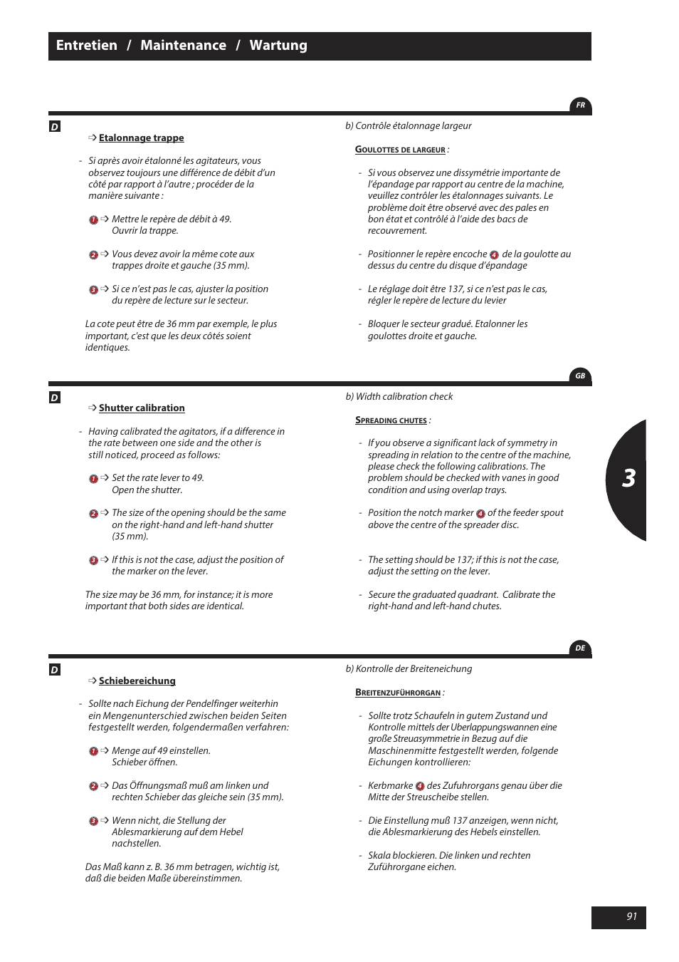 Entretien / maintenance / wartung | Sulky X 50 User Manual | Page 93 / 103