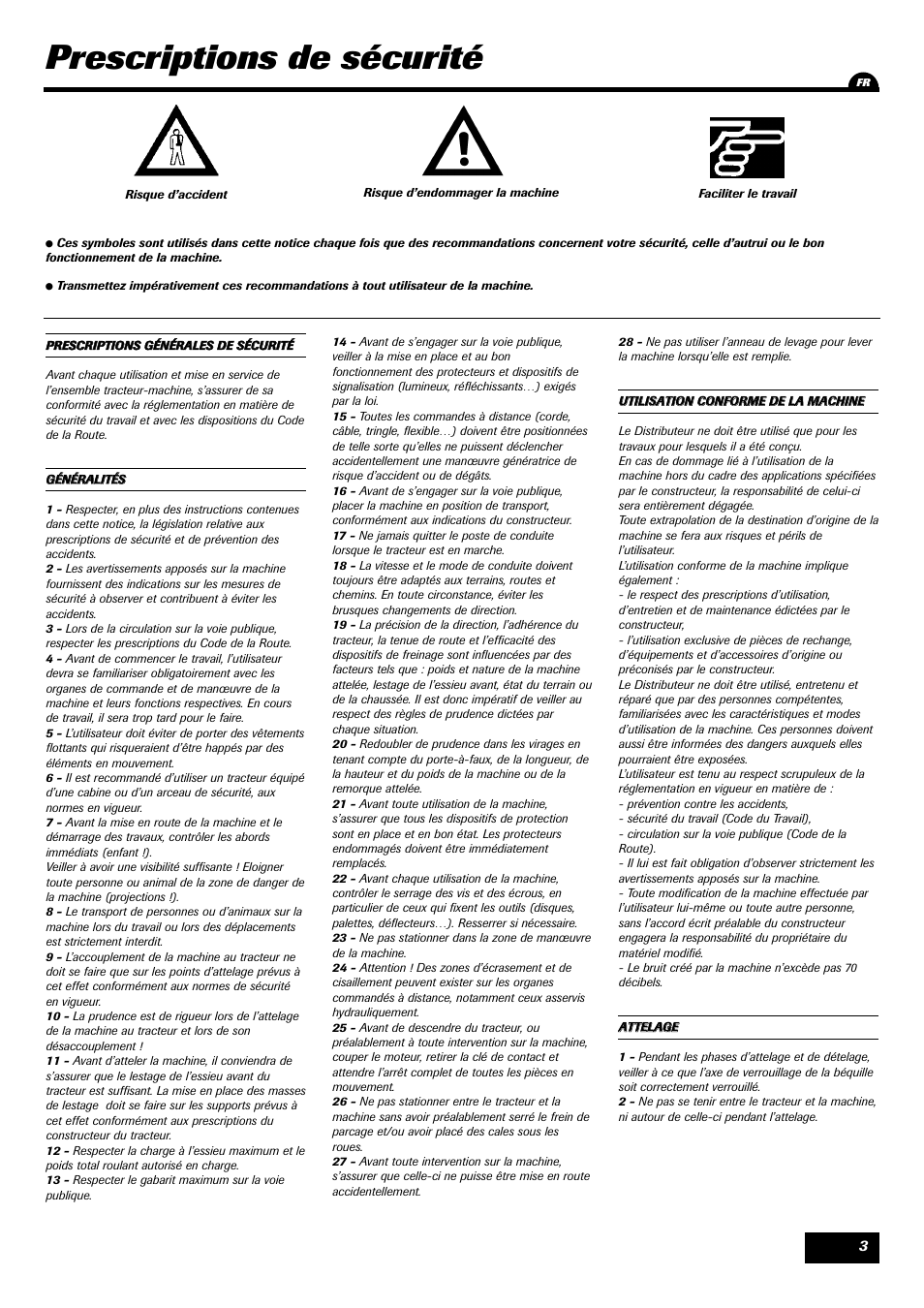 Prescriptions de sécurité | Sulky DPA XLT User Manual | Page 4 / 102