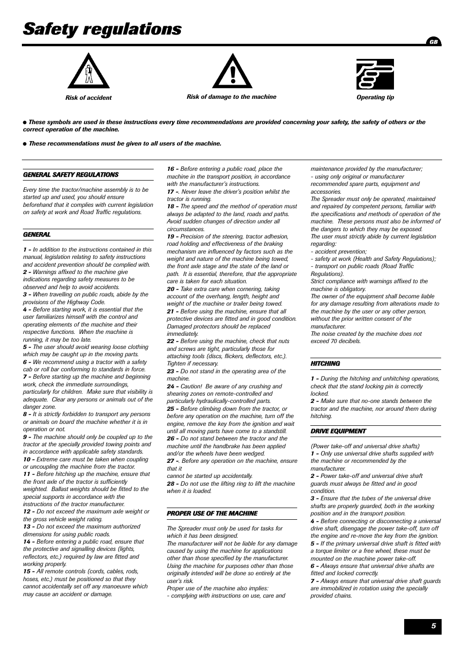 Safety regulations | Sulky DPA XLT User Manual | Page 6 / 102