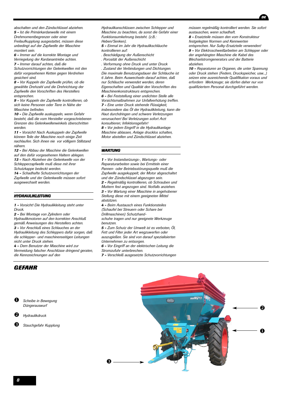 Gefahr | Sulky DPA XLT User Manual | Page 9 / 102