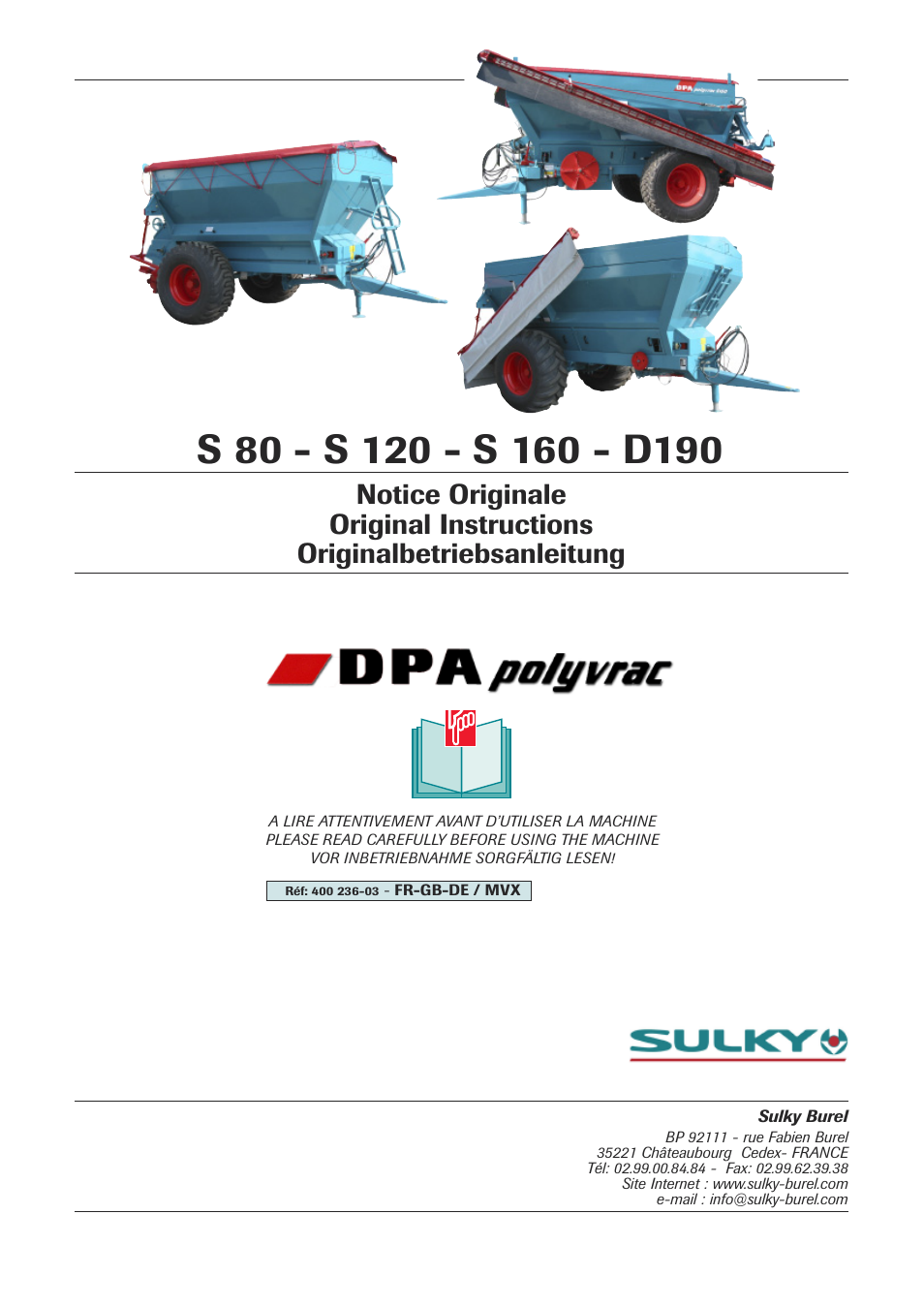 Sulky DPA Polyvrac mecanical User Manual | 93 pages