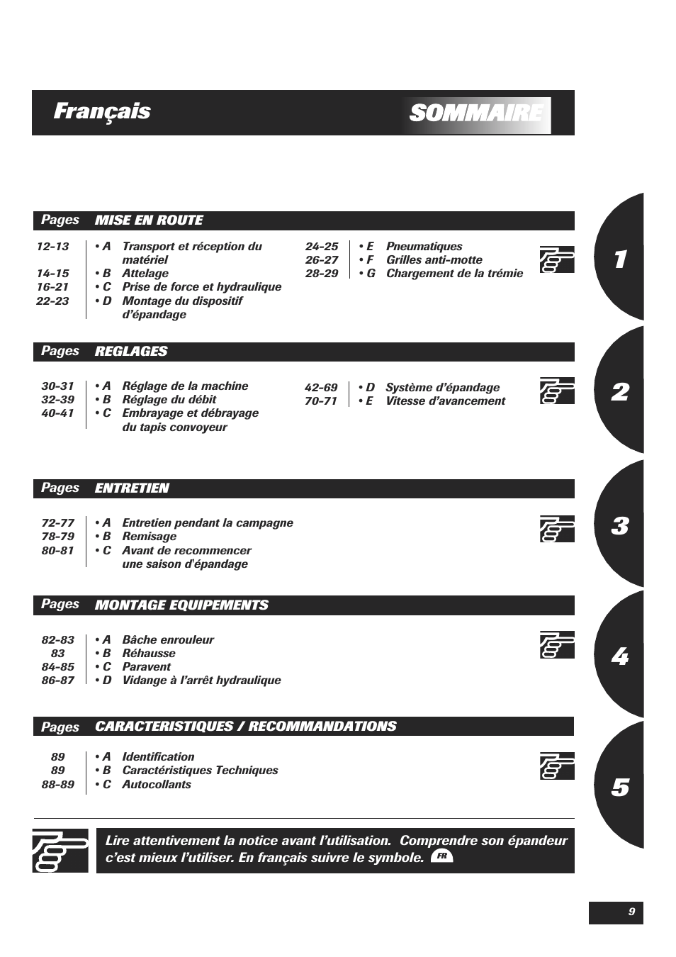 Ssommaire français | Sulky DPA Polyvrac mecanical User Manual | Page 11 / 93