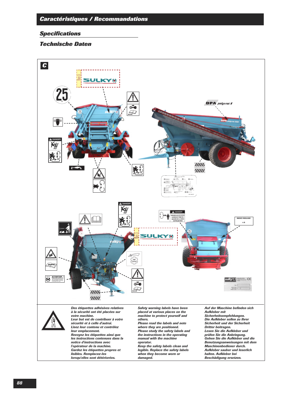 Sulky DPA Polyvrac mecanical User Manual | Page 90 / 93