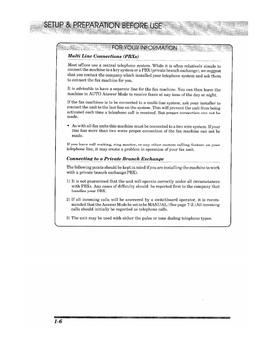 Setup, Ill setup | Brother Fax 980 M User Manual | Page 12 / 88
