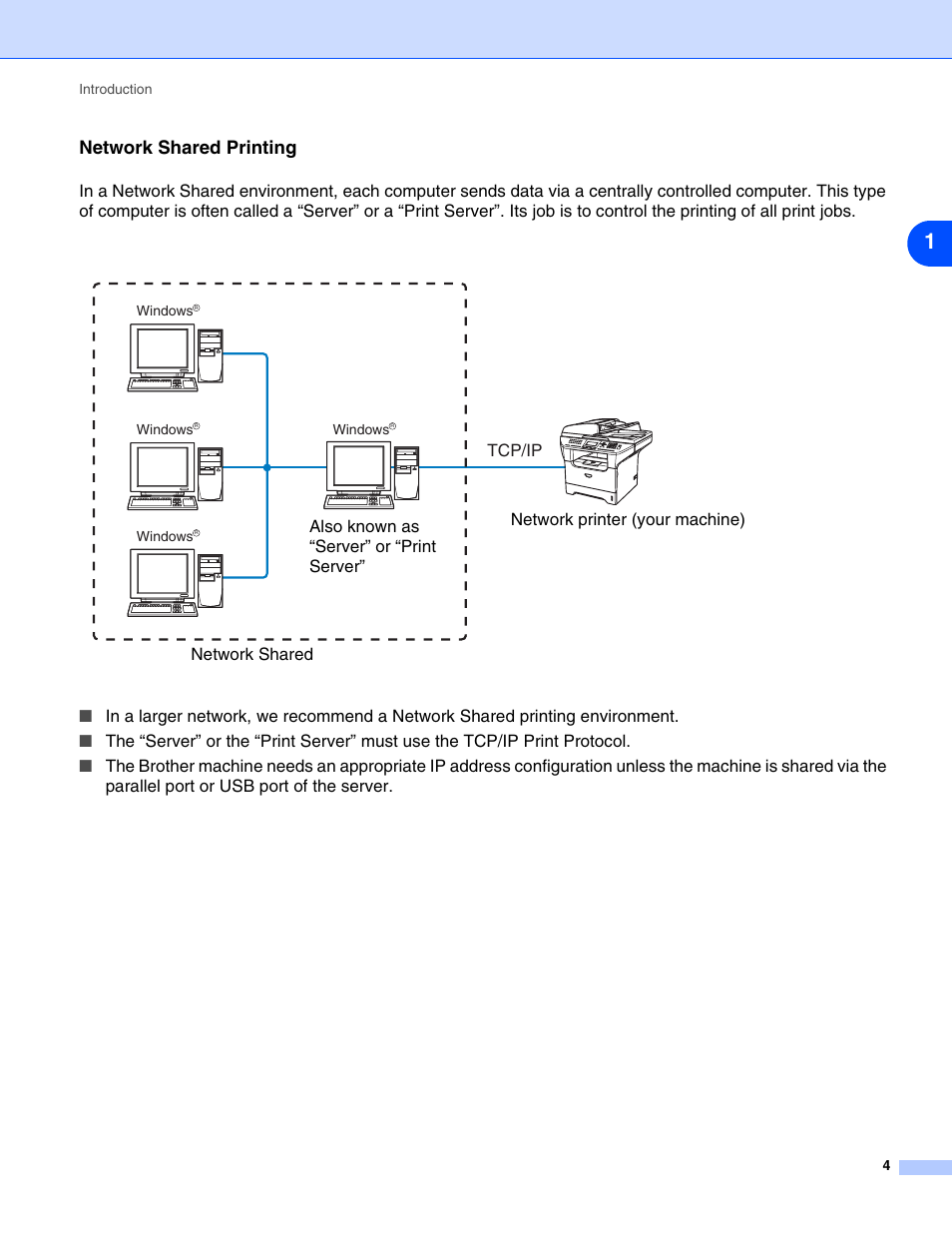 Network shared printing | Brother DCP 8065DN User Manual | Page 16 / 112