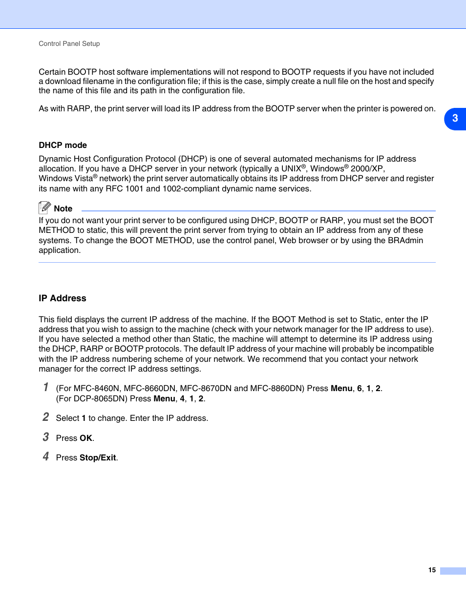 Ip address | Brother DCP 8065DN User Manual | Page 27 / 112