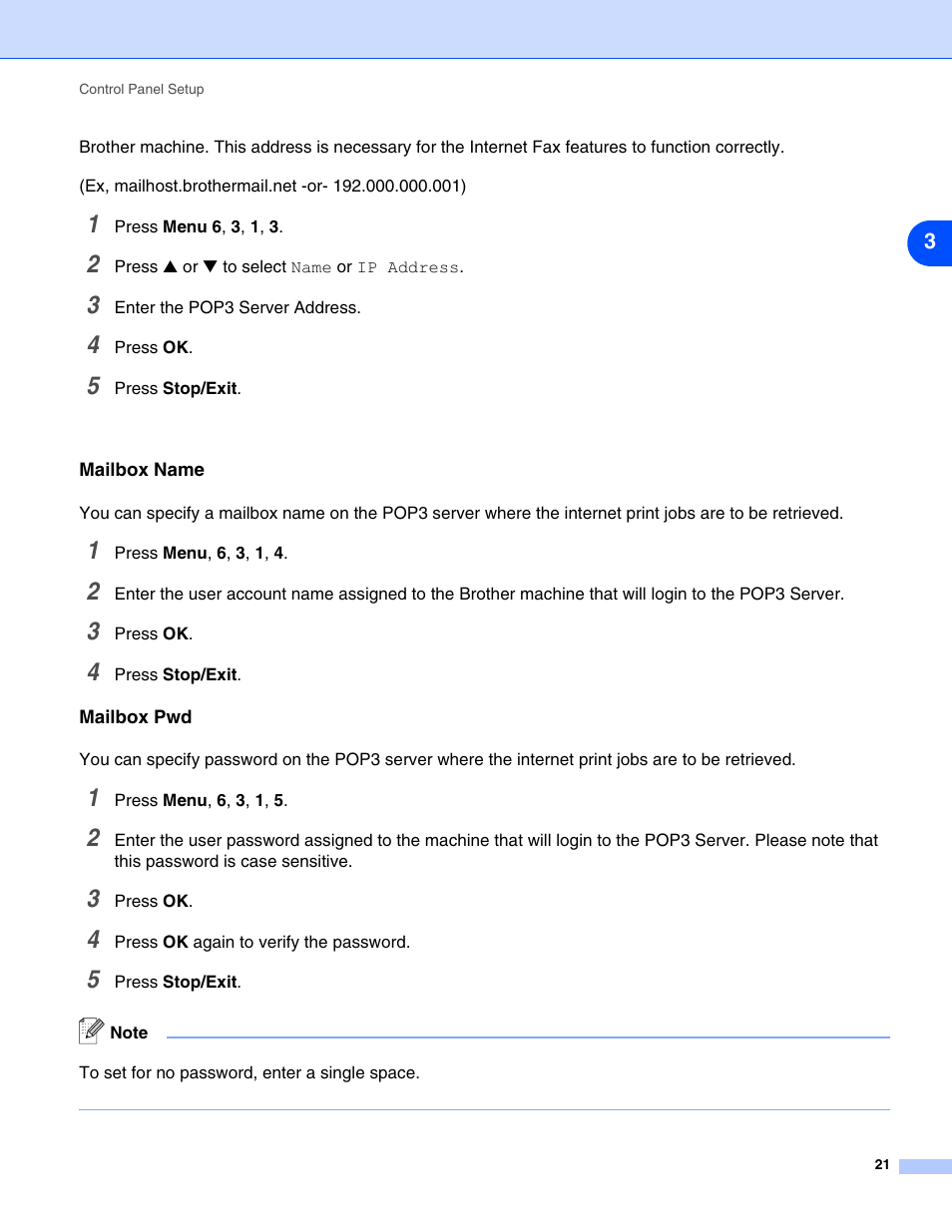 Mailbox name, Mailbox pwd, Mailbox name mailbox pwd | Brother DCP 8065DN User Manual | Page 33 / 112