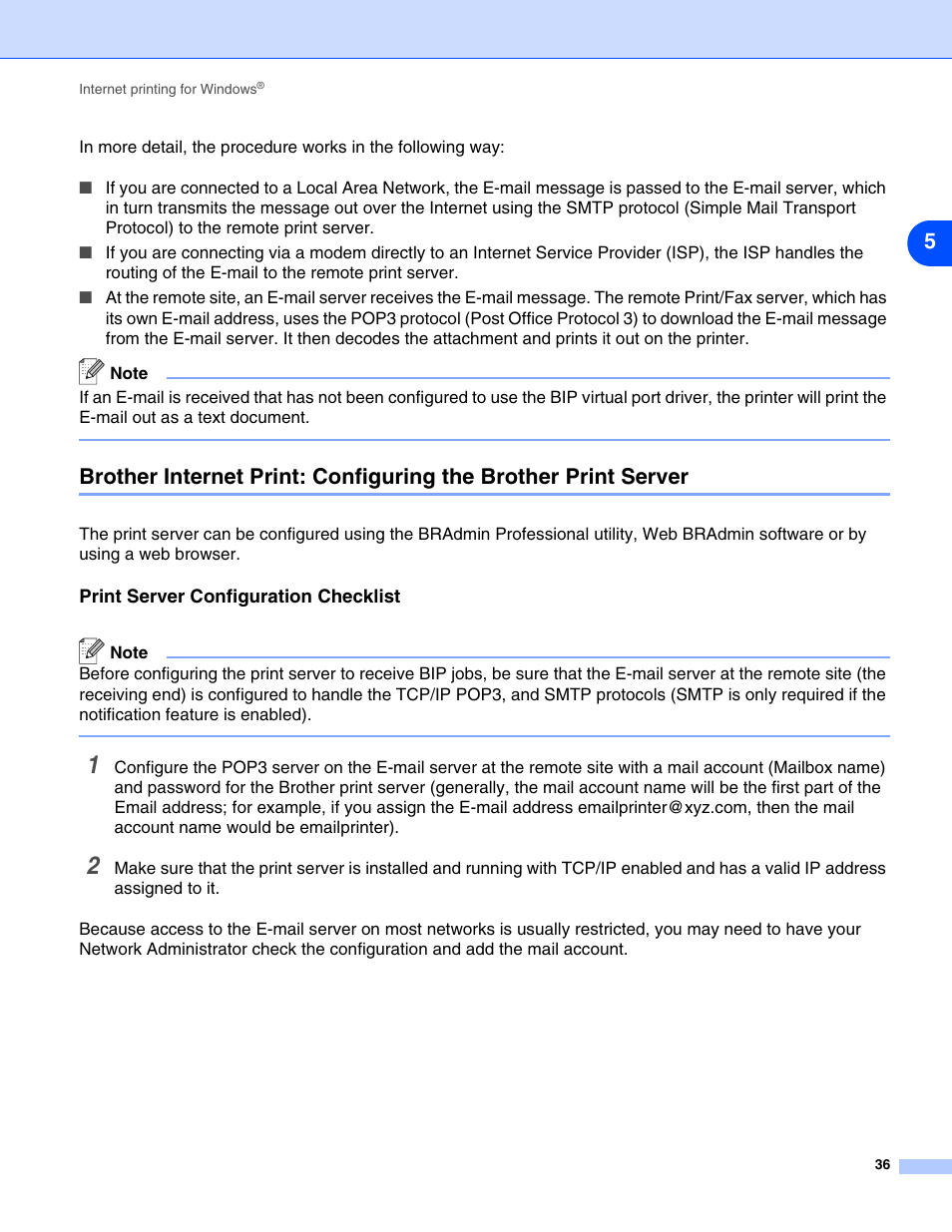 Print server configuration checklist | Brother DCP 8065DN User Manual | Page 48 / 112