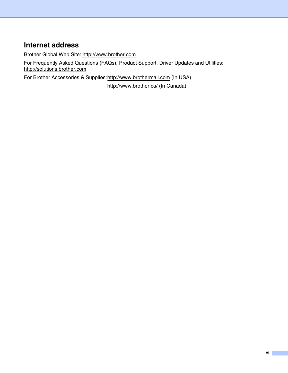 Internet address | Brother DCP 8065DN User Manual | Page 7 / 112